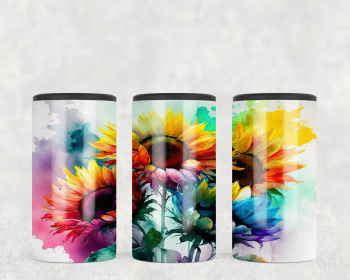 Watercolor Sunflower  Steel can hugger - optional speaker (Style: Speaker)
