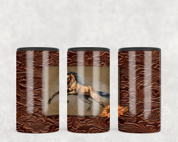 Tooled faux leather horse  Steel can hugger - optional speaker (Style: Speaker)
