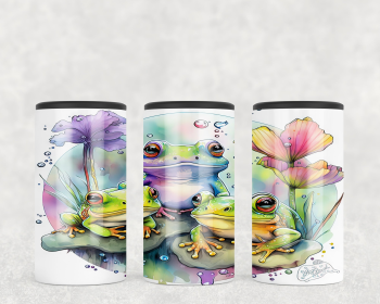 Watercolor Frogs  Steel can hugger - optional speaker (Style: Speaker)
