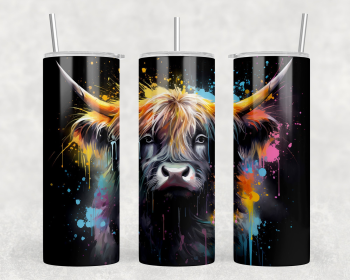 neon highland cow 20 oz Steel Tumbler With Or Without Bluetooth Speaker (Style: Speaker)