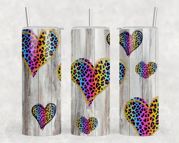 neon leopard print hearts 20 oz Steel Tumbler With Or Without Bluetooth Speaker (Style: No Speaker)