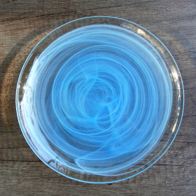 NUAGE Glass Plate (Color: Aqua, size: 8" Salad Plate)