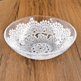 LILLE 7" Glass Salad Bowl Clear/White (Color: Clear/White, size: 7")