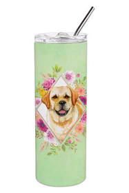 213-CK4110TBL20 Dog Breed 20 oz Skinny Tumbler (Dog Breed: Golden Retriever Green Flowers)