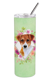 213-CK4110TBL20 Dog Breed 20 oz Skinny Tumbler (Dog Breed: Jack Russell Terrier #2 Green Flowers 1)