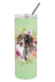 213-CK4110TBL20 Dog Breed 20 oz Skinny Tumbler (Dog Breed: German Shorthaired Pointer Green Flowers)