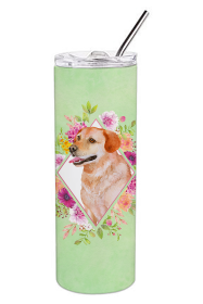 213-CK4110TBL20 Dog Breed 20 oz Skinny Tumbler (Dog Breed: Yellow Labrador Retriever Green Flowers)
