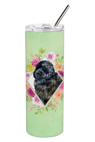 213-CK4110TBL20 Dog Breed 20 oz Skinny Tumbler (Dog Breed: Newfoundland Green Flowers)