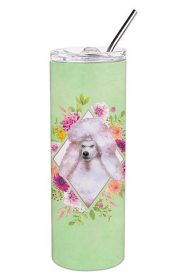 213-CK4110TBL20 Dog Breed 20 oz Skinny Tumbler (Dog Breed: Standard White Poodle Green Flowers)