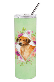 213-CK4110TBL20 Dog Breed 20 oz Skinny Tumbler (Dog Breed: Rhodesian Ridgeback Green Flowers)