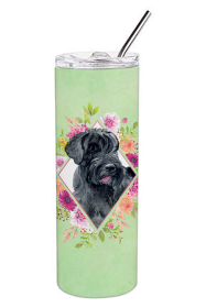 213-CK4110TBL20 Dog Breed 20 oz Skinny Tumbler (Dog Breed: Giant Schnauzer Green Flowers)