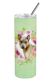 213-CK4110TBL20 Dog Breed 20 oz Skinny Tumbler (Dog Breed: Thai Ridgeback Green Flowers)
