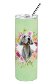 213-CK4110TBL20 Dog Breed 20 oz Skinny Tumbler (Dog Breed: Weimaraner Green Flowers)