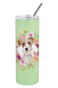 213-CK4110TBL20 Dog Breed 20 oz Skinny Tumbler (Dog Breed: Jack Russell Terrier Green Flowers 1)