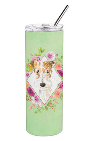213-CK4110TBL20 Dog Breed 20 oz Skinny Tumbler (Dog Breed: Fox Terrier Green Flowers)