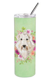213-CK4110TBL20 Dog Breed 20 oz Skinny Tumbler (Dog Breed: Wheaten Terrier Green Flowers)
