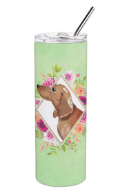 213-CK4110TBL20 Dog Breed 20 oz Skinny Tumbler (Dog Breed: Dachshund Green Flowers)