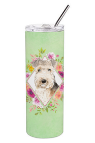 213-CK4110TBL20 Dog Breed 20 oz Skinny Tumbler (Dog Breed: Lakeland Terrier Green Flowers)