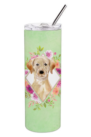 213-CK4110TBL20 Dog Breed 20 oz Skinny Tumbler (Dog Breed: Yellow Lab Green Flowers)