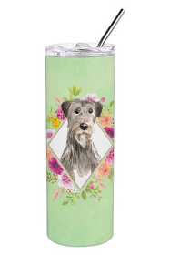 213-CK4110TBL20 Dog Breed 20 oz Skinny Tumbler (Dog Breed: Irish Wolfhound Green Flowers 1)