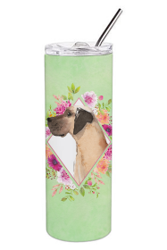 213-CK4110TBL20 Dog Breed 20 oz Skinny Tumbler (Dog Breed: Fawn Great Dane Green Flowers)