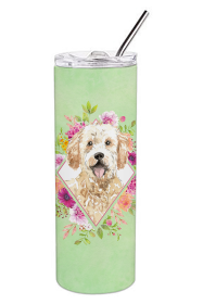 213-CK4110TBL20 Dog Breed 20 oz Skinny Tumbler (Dog Breed: Goldendoodle Green Flowers)