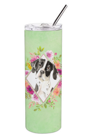 213-CK4110TBL20 Dog Breed 20 oz Skinny Tumbler (Dog Breed: English Pointer Green Flowers)
