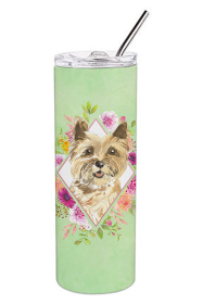 213-CK4110TBL20 Dog Breed 20 oz Skinny Tumbler (Dog Breed: Cairn Terrier Green Flowers)