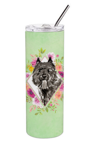 213-CK4110TBL20 Dog Breed 20 oz Skinny Tumbler (Dog Breed: Bouvier des Flandres Green Flowers)