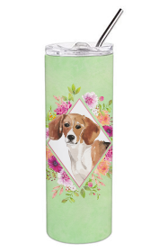 213-CK4110TBL20 Dog Breed 20 oz Skinny Tumbler (Dog Breed: Beagle Green Flowers 1)