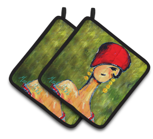 Lady Aziline Pair of Pot Holders (Color: Lady Aziline, size: 7.5 x 7.5)