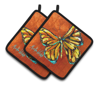 Monarch Butterfly Pair of Pot Holders (Color: Monarch Butterfly, size: 7.5 x 7.5)