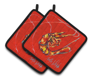 Red Shrimp Pair of Pot Holders (Color: Red Shrimp, size: 7.5 x 7.5)