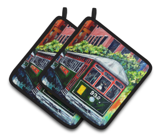 Streetcar St. Charles #2 Pair of Pot Holders (Color: Streetcar St. Charles #2, size: 7.5 x 7.5)