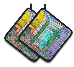 The House Next Door Pair of Pot Holders (Color: The House Next Door, size: 7.5 x 7.5)
