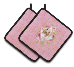 Dogs and Flowers Pair of Pot Holders (Breed: Afghan Hound)