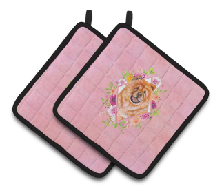 Dogs and Flowers Pair of Pot Holders (Breed: Chow Chow #1)