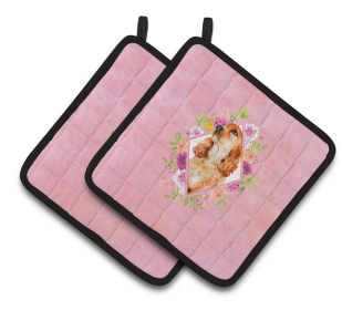 Dogs and Flowers Pair of Pot Holders (Breed: Cocker Spaniel #2)