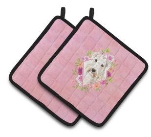 Dogs and Flowers Pair of Pot Holders (Breed: Wheaten Terrier)