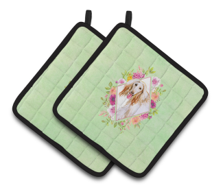 213-CK4110PTHD Dogs and Flowers Pair of Pot Holders (Dog Breed: Afghan Hound)