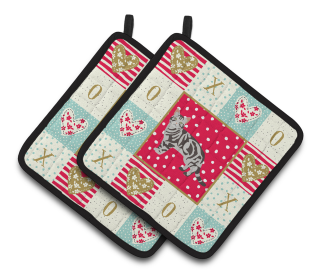 Cat XOXO Pair of Pot Holders (Breed: American Shorthair #1)