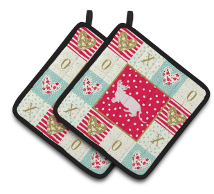 Cat XOXO Pair of Pot Holders (Breed: Dwelf #3)