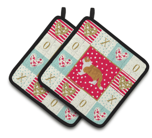 Cat XOXO Pair of Pot Holders (Breed: Exotic Shorthair #1)