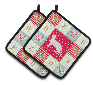 Cat XOXO Pair of Pot Holders (Breed: Khao Manee #1)