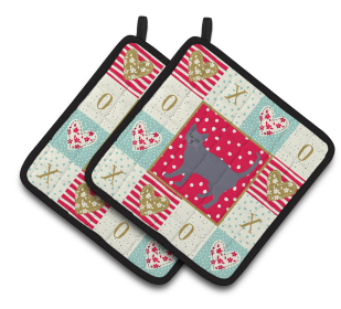 Cat XOXO Pair of Pot Holders (Breed: Korat #3)