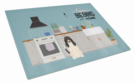 Kitchen Scene Dog Print Glass Cutting Board Large (Dog Breed: Swiss Hound)