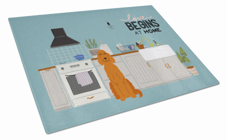 Kitchen Scene Dog Print Glass Cutting Board Large (Dog Breed: Irish Setter)