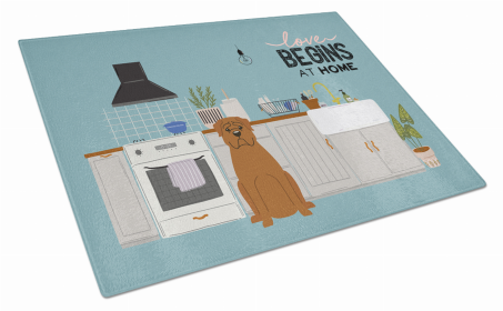 Kitchen Scene Dog Print Glass Cutting Board Large (Dog Breed: Dogue de Bourdeaux)