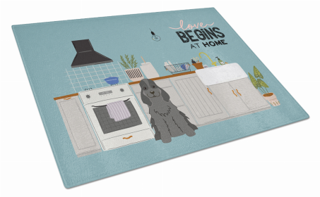 Kitchen Scene Dog Print Glass Cutting Board Large (Dog Breed: Black Cocker Spaniel)