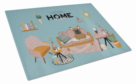Sweet Home Dog Print Glass Cutting Board Large (Dog Breed: Brown French Bulldog)